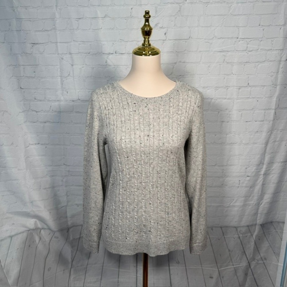 Talbots‎ Gray Donegal Sweater Blue Speckled Neps Knit Button Shoulder EUC